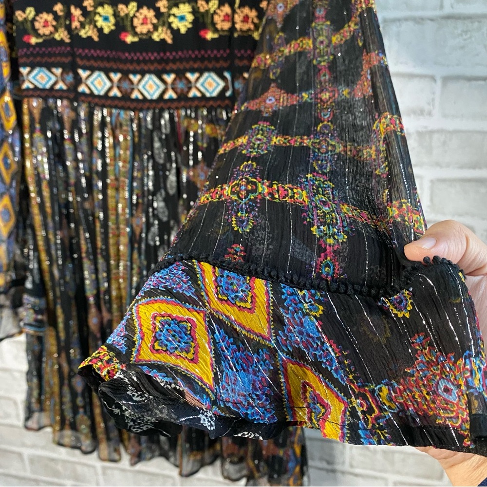 Bohemian Embroidered Mini Dress - Black Multi - Picture 7 of 11